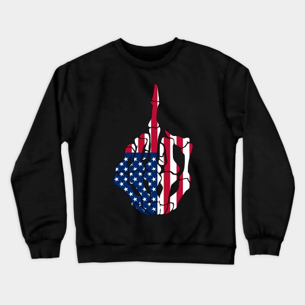 Skeleton Middle Finger United States Of America Flag Crewneck Sweatshirt by GoodSirWills Place